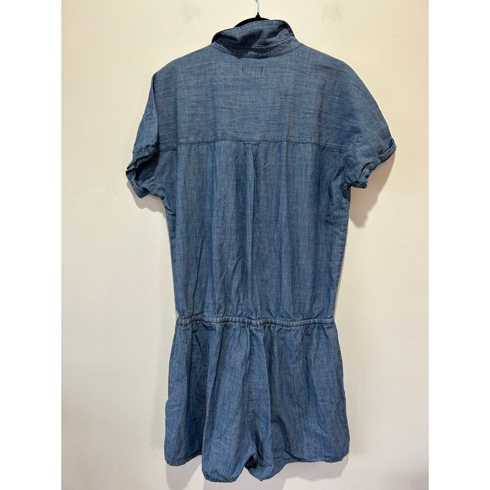 Old navy cotton denim romper shortall  womens L waist cinch - Picture 3 of 10